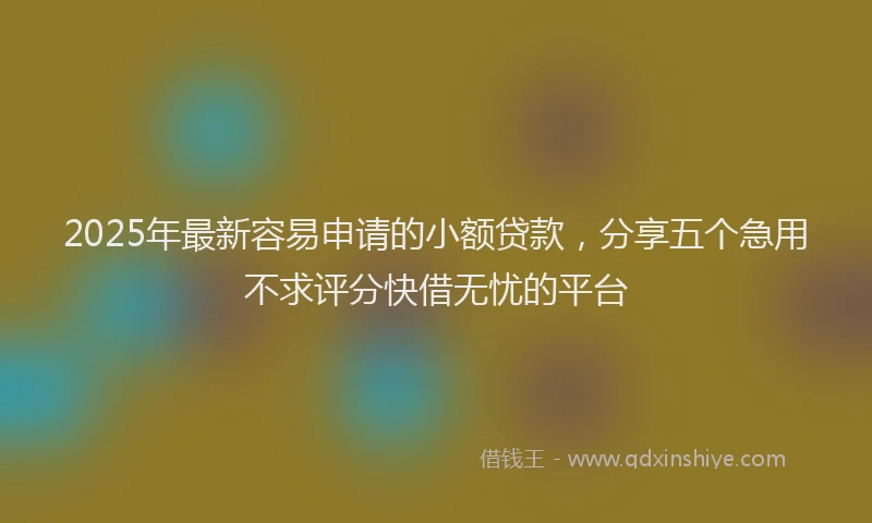 2025年最新容易申请的小额贷款，分享五个急用不求评分快借无忧的平台