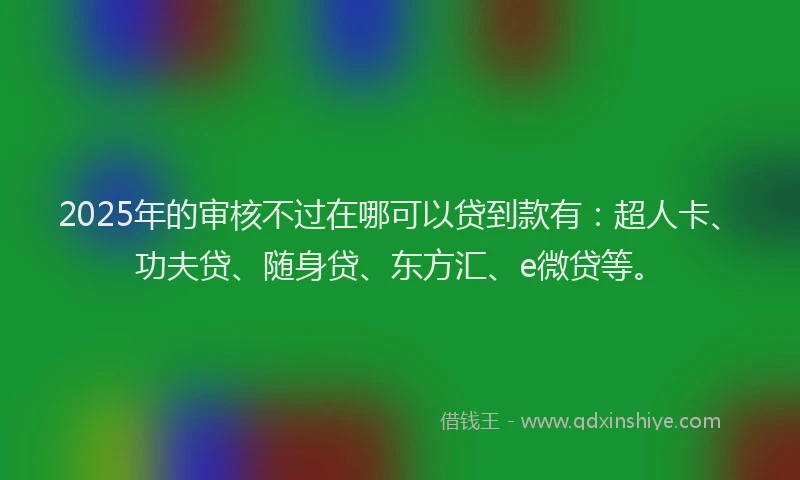 2025年的审核不过在哪可以贷到款有：超人卡、功夫贷、随身贷、东方汇、e微贷等。