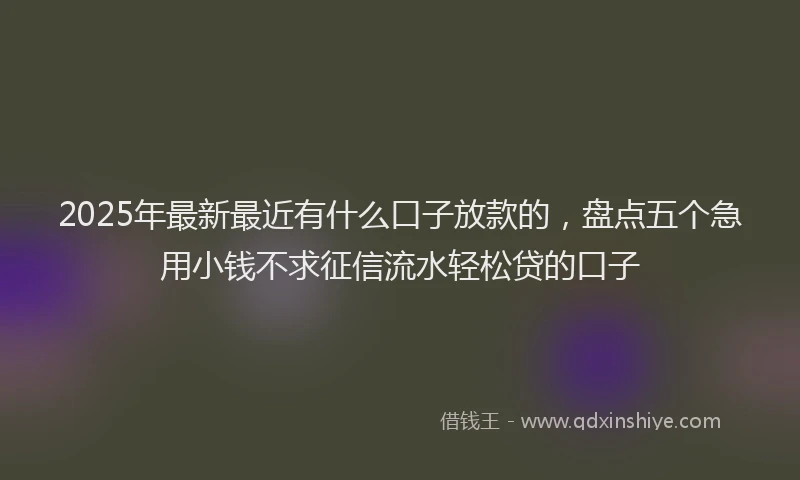 2025年最新最近有什么口子放款的，盘点五个急用小钱不求征信流水轻松贷的口子