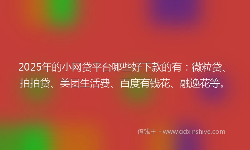 2025年的小网贷平台哪些好下款的有：微粒贷、拍拍贷、美团生活费、百度有钱花、融逸花等。