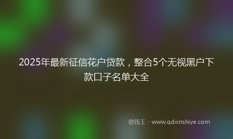 2025年最新征信花户贷款，整合5个无视黑户下款口子名单大全