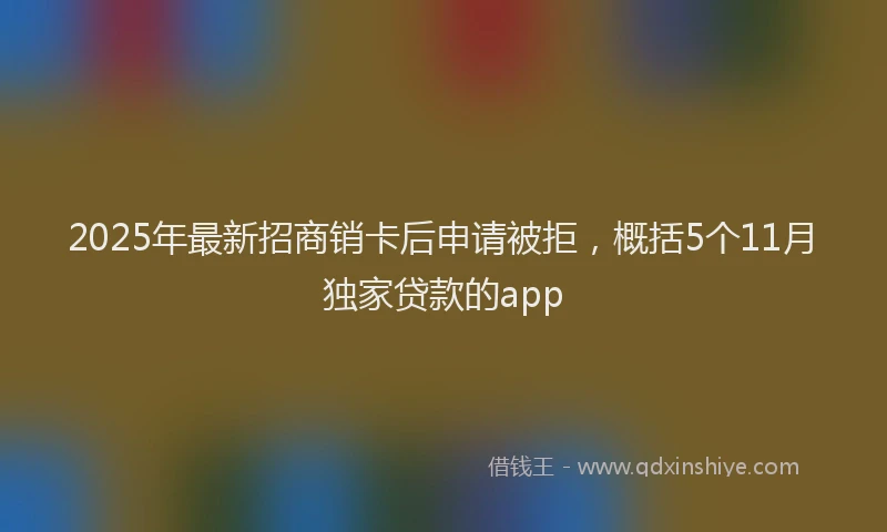 2025年最新招商销卡后申请被拒，概括5个11月独家贷款的app