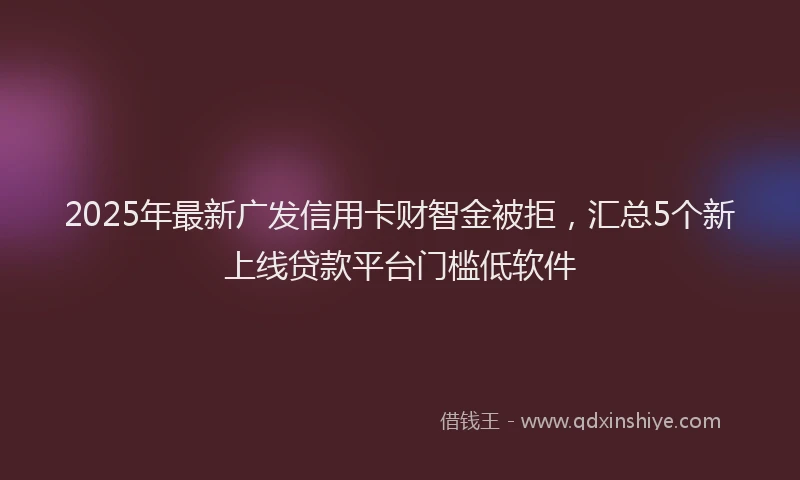 2025年最新广发信用卡财智金被拒，汇总5个新上线贷款平台门槛低软件