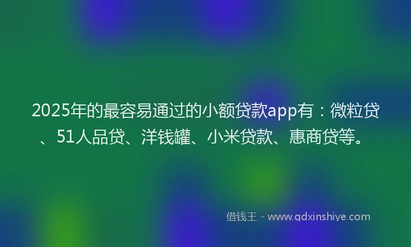 2025年的最容易通过的小额贷款app有：微粒贷、51人品贷、洋钱罐、小米贷款、惠商贷等。