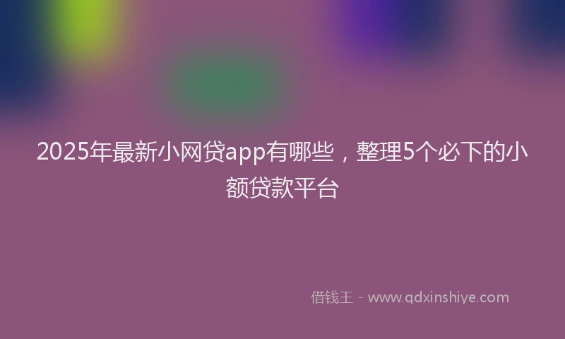 2025年最新小网贷app有哪些，整理5个必下的小额贷款平台