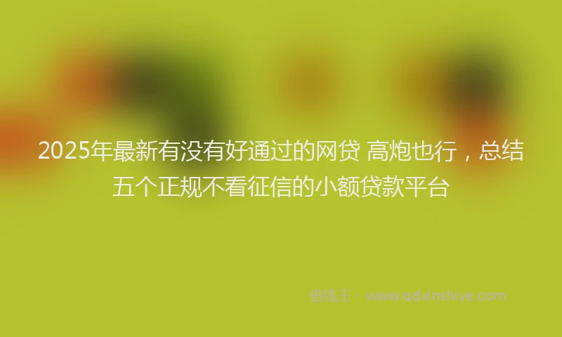 2025年最新有没有好通过的网贷 高炮也行，总结五个正规不看征信的小额贷款平台
