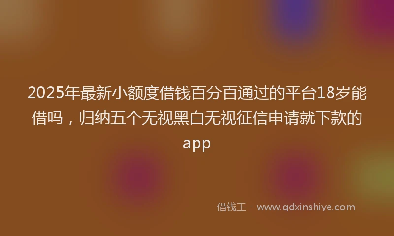2025年最新小额度借钱百分百通过的平台18岁能借吗，归纳五个无视黑白无视征信申请就下款的app