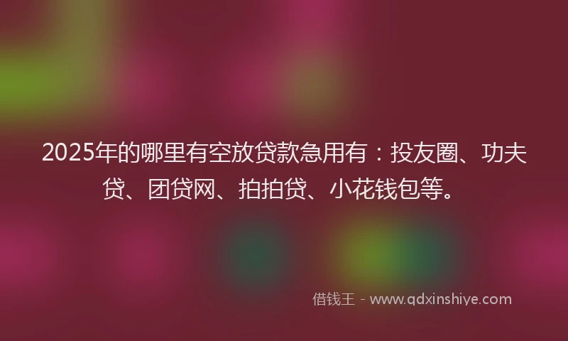 2025年的哪里有空放贷款急用有：投友圈、功夫贷、团贷网、拍拍贷、小花钱包等。