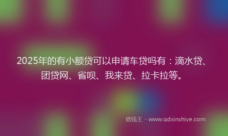 2025年的有小额贷可以申请车贷吗有：滴水贷、团贷网、省呗、我来贷、拉卡拉等。