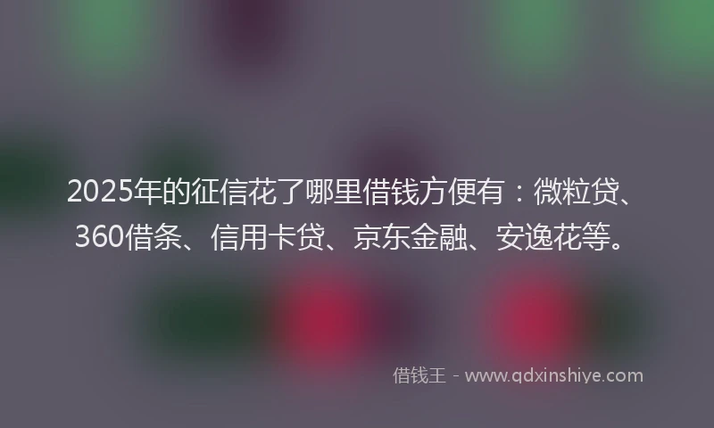 2025年的征信花了哪里借钱方便有：微粒贷、360借条、信用卡贷、京东金融、安逸花等。