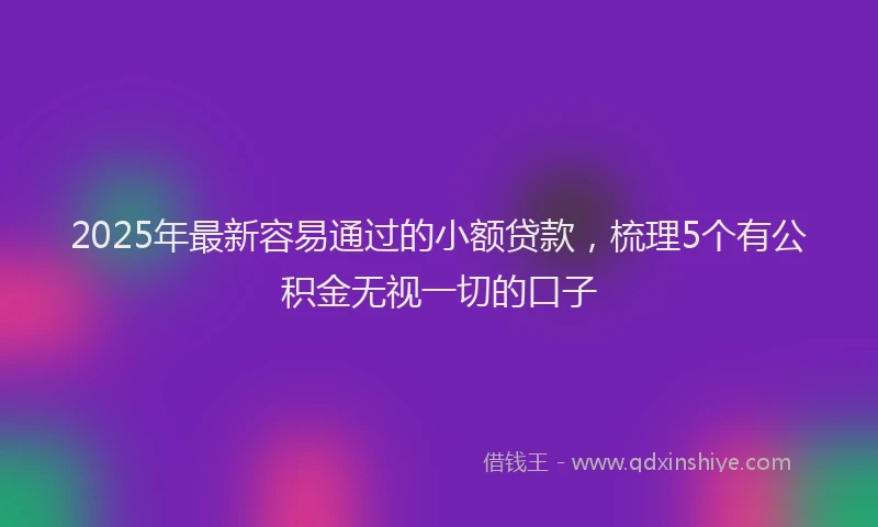 2025年最新容易通过的小额贷款，梳理5个有公积金无视一切的口子