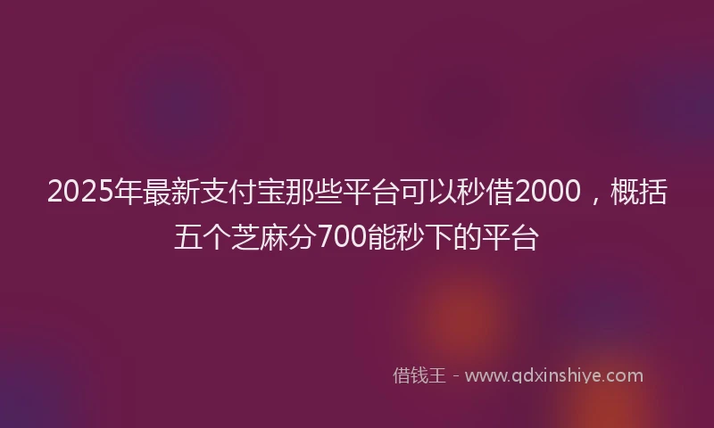 2025年最新支付宝那些平台可以秒借2000，概括五个芝麻分700能秒下的平台