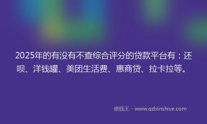 2025年的有没有不查综合评分的贷款平台有：还呗、洋钱罐、美团生活费、惠商贷、拉卡拉等。