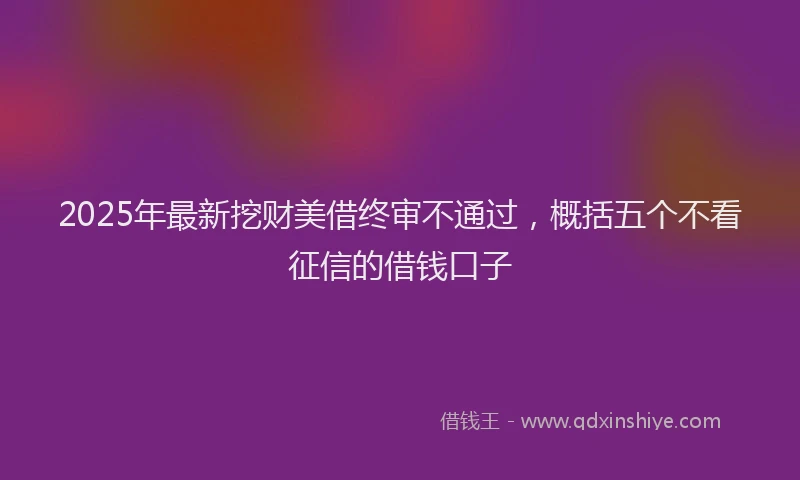 2025年最新挖财美借终审不通过，概括五个不看征信的借钱口子