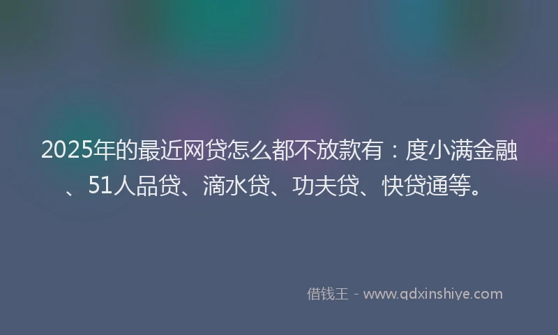 2025年的最近网贷怎么都不放款有：度小满金融、51人品贷、滴水贷、功夫贷、快贷通等。