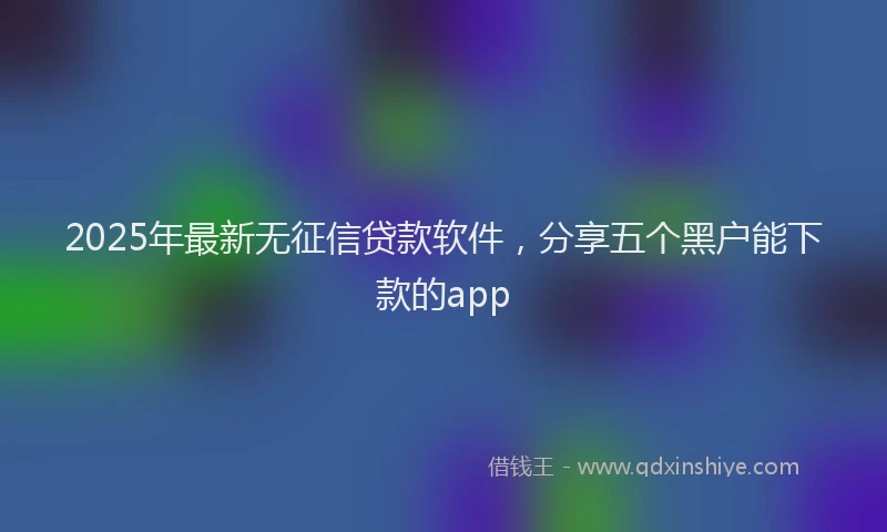 2025年最新无征信贷款软件，分享五个黑户能下款的app