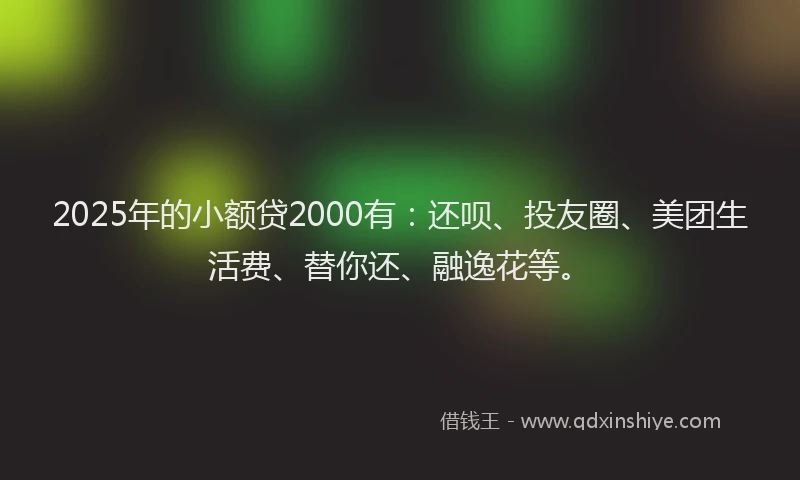 2025年的小额贷2000有：还呗、投友圈、美团生活费、替你还、融逸花等。