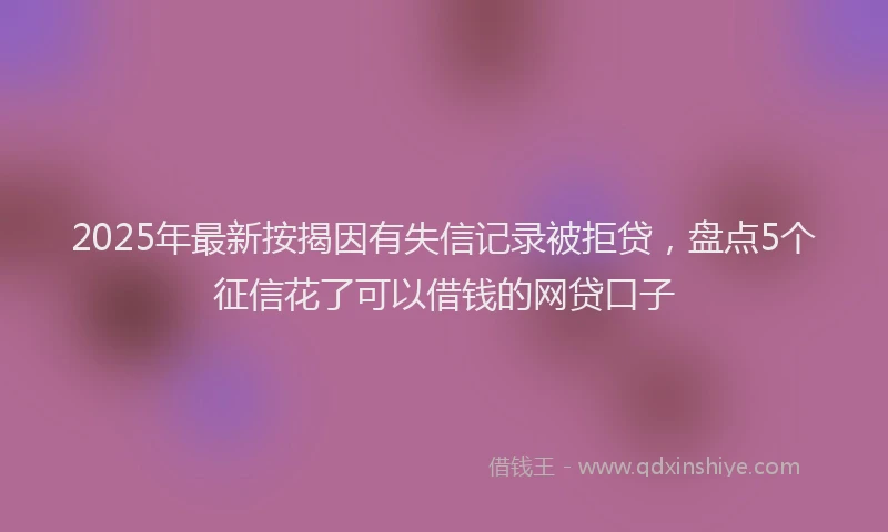 2025年最新按揭因有失信记录被拒贷，盘点5个征信花了可以借钱的网贷口子
