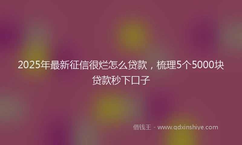 2025年最新征信很烂怎么贷款，梳理5个5000块贷款秒下口子
