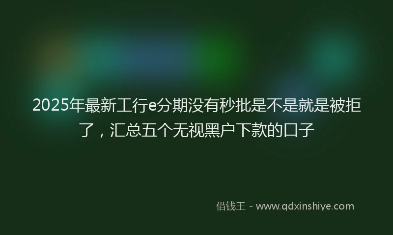 2025年最新工行e分期没有秒批是不是就是被拒了，汇总五个无视黑户下款的口子