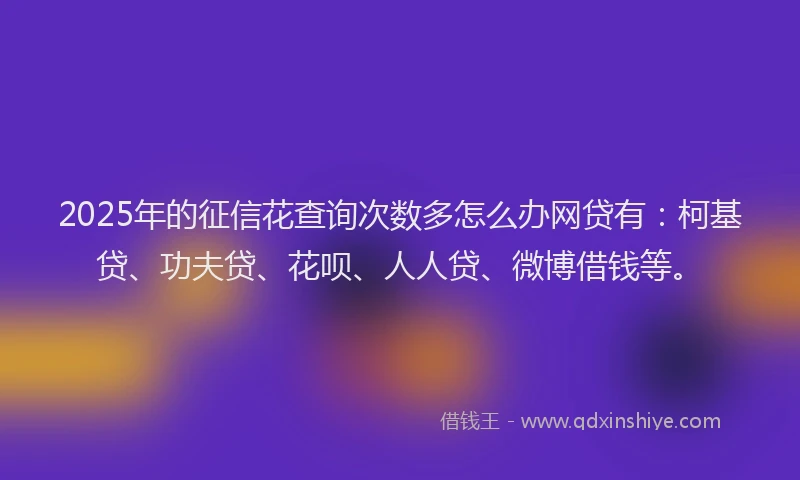 2025年的征信花查询次数多怎么办网贷有：柯基贷、功夫贷、花呗、人人贷、微博借钱等。