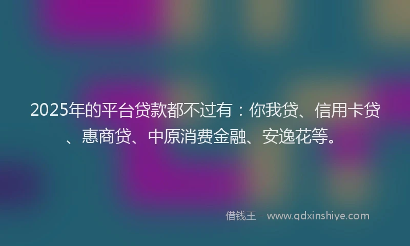 2025年的平台贷款都不过有：你我贷、信用卡贷、惠商贷、中原消费金融、安逸花等。