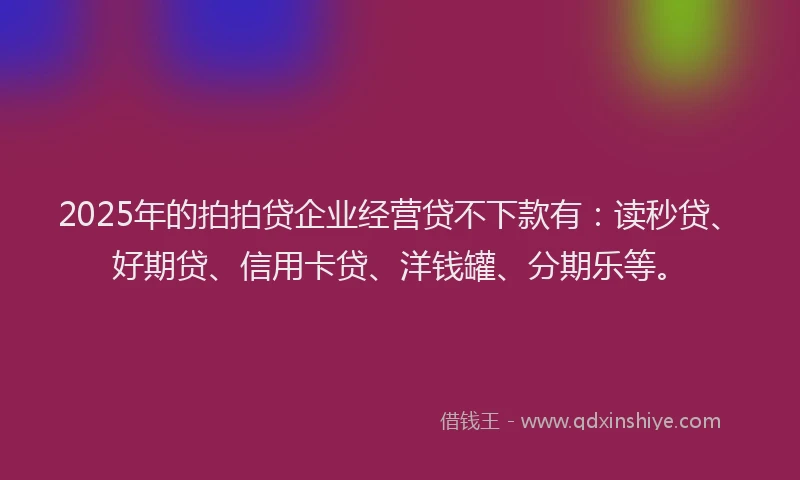 2025年的拍拍贷企业经营贷不下款有：读秒贷、好期贷、信用卡贷、洋钱罐、分期乐等。