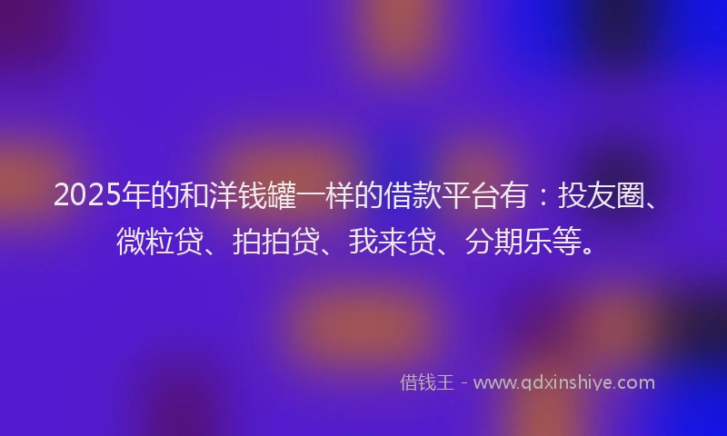 2025年的和洋钱罐一样的借款平台有：投友圈、微粒贷、拍拍贷、我来贷、分期乐等。