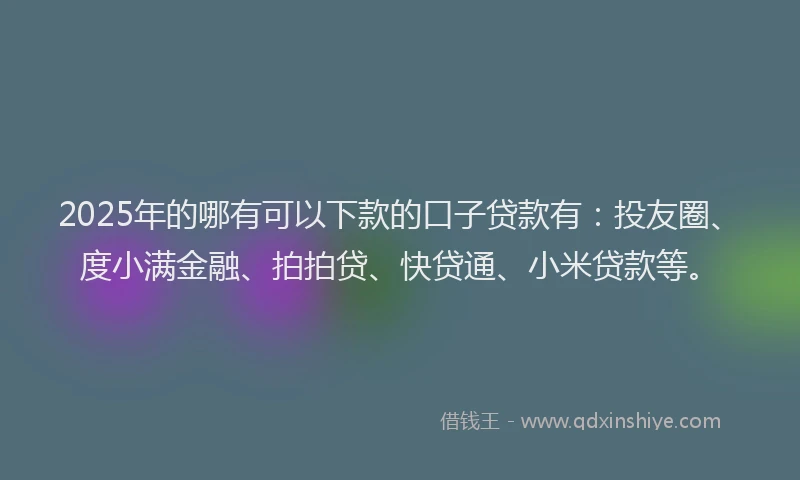 2025年的哪有可以下款的口子贷款有：投友圈、度小满金融、拍拍贷、快贷通、小米贷款等。