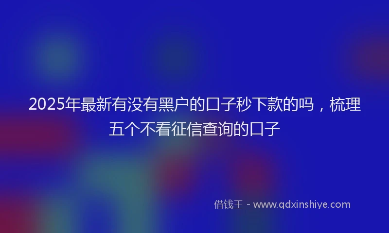 2025年最新有没有黑户的口子秒下款的吗，梳理五个不看征信查询的口子