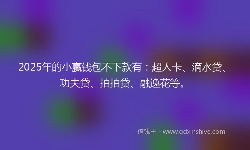 2025年的小赢钱包不下款有：超人卡、滴水贷、功夫贷、拍拍贷、融逸花等。