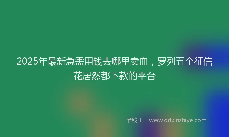 2025年最新急需用钱去哪里卖血，罗列五个征信花居然都下款的平台