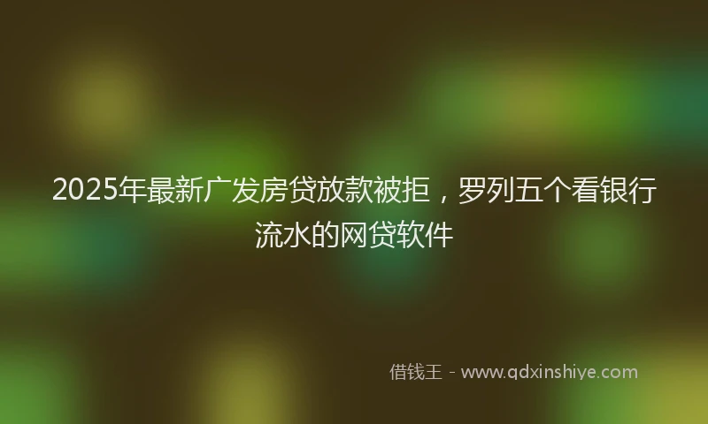 2025年最新广发房贷放款被拒，罗列五个看银行流水的网贷软件