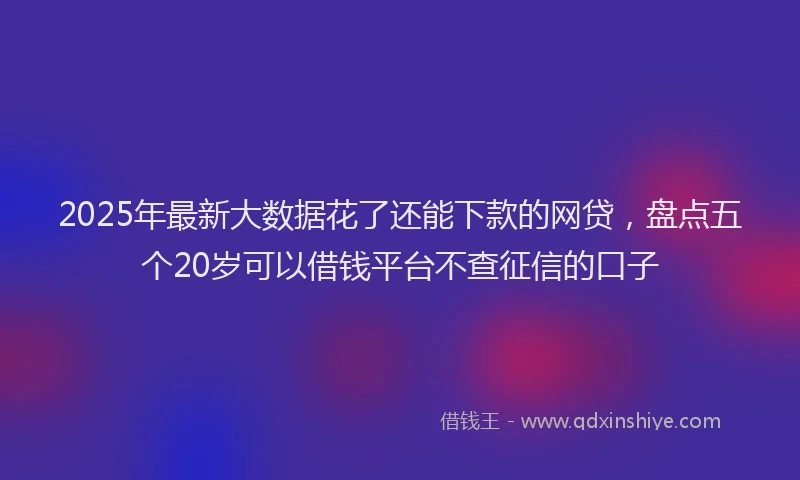 2025年最新大数据花了还能下款的网贷，盘点五个20岁可以借钱平台不查征信的口子