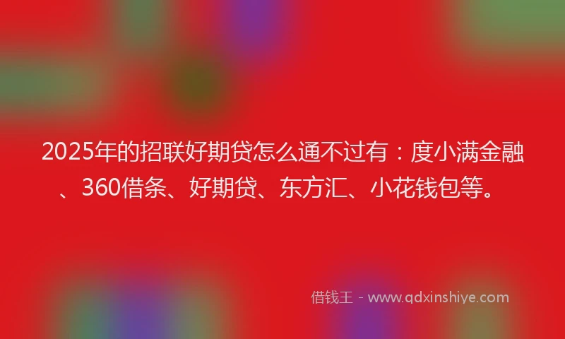 2025年的招联好期贷怎么通不过有：度小满金融、360借条、好期贷、东方汇、小花钱包等。