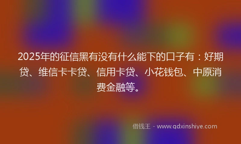 2025年的征信黑有没有什么能下的口子有：好期贷、维信卡卡贷、信用卡贷、小花钱包、中原消费金融等。