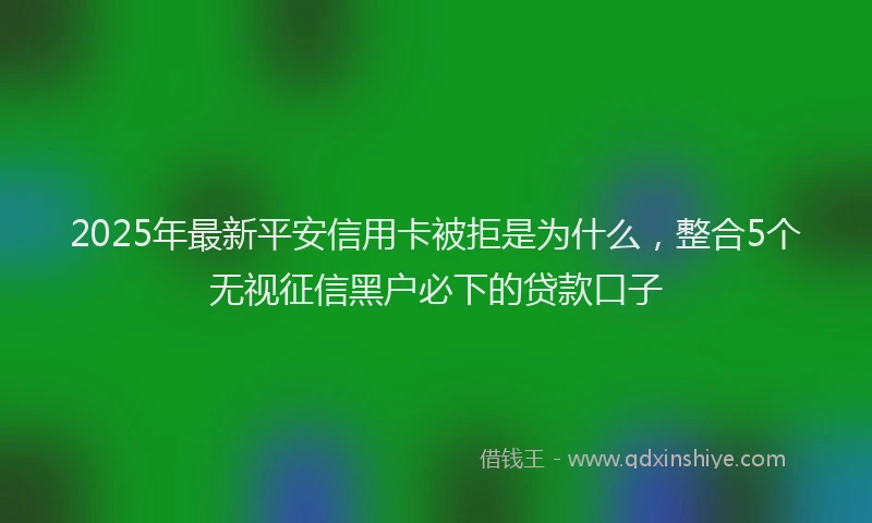 2025年最新平安信用卡被拒是为什么，整合5个无视征信黑户必下的贷款口子