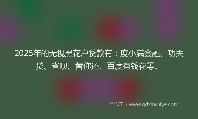 2025年的无视黑花户贷款有：度小满金融、功夫贷、省呗、替你还、百度有钱花等。