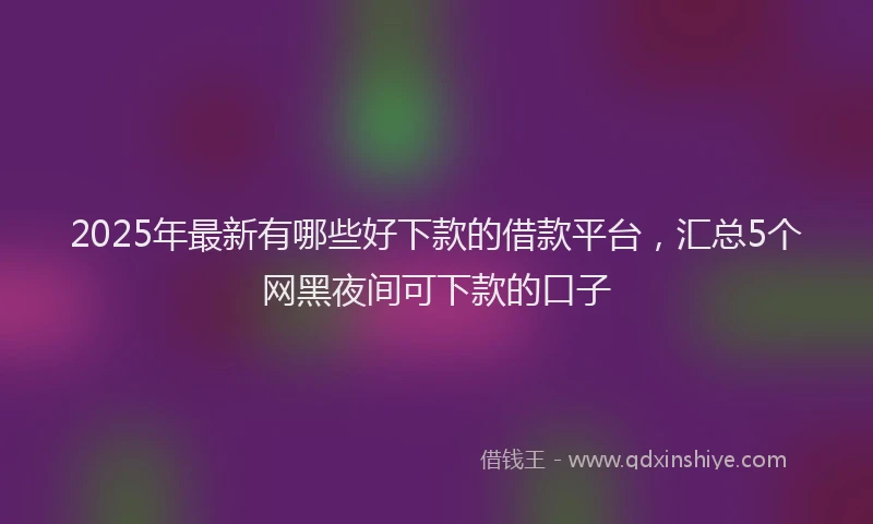 2025年最新有哪些好下款的借款平台，汇总5个网黑夜间可下款的口子