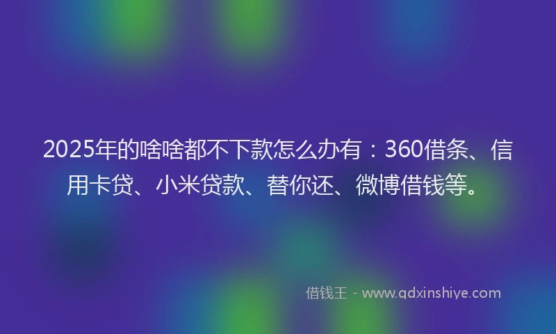 2025年的啥啥都不下款怎么办有：360借条、信用卡贷、小米贷款、替你还、微博借钱等。
