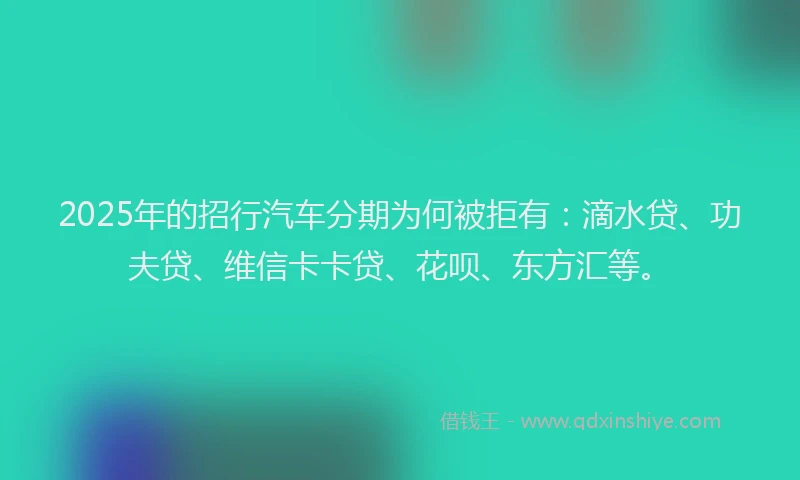 2025年的招行汽车分期为何被拒有：滴水贷、功夫贷、维信卡卡贷、花呗、东方汇等。