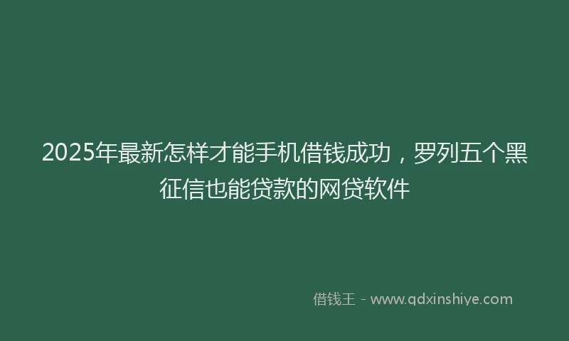 2025年最新怎样才能手机借钱成功，罗列五个黑征信也能贷款的网贷软件
