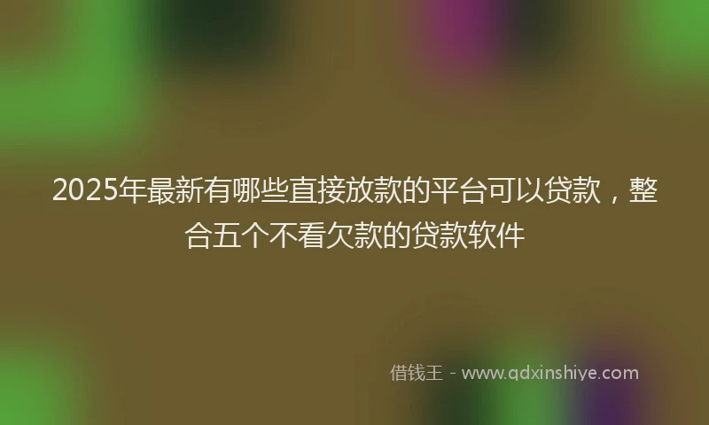 2025年最新有哪些直接放款的平台可以贷款，整合五个不看欠款的贷款软件