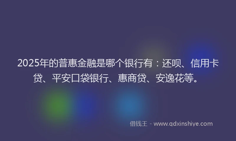 2025年的普惠金融是哪个银行有：还呗、信用卡贷、平安口袋银行、惠商贷、安逸花等。