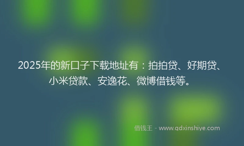 2025年的新口子下载地址有：拍拍贷、好期贷、小米贷款、安逸花、微博借钱等。