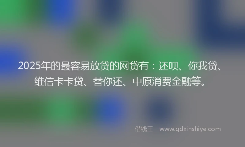 2025年的最容易放贷的网贷有：还呗、你我贷、维信卡卡贷、替你还、中原消费金融等。