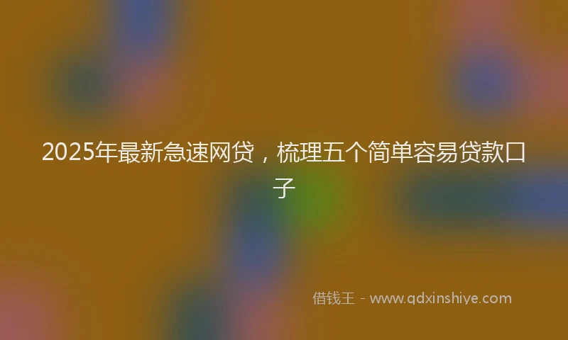2025年最新急速网贷，梳理五个简单容易贷款口子