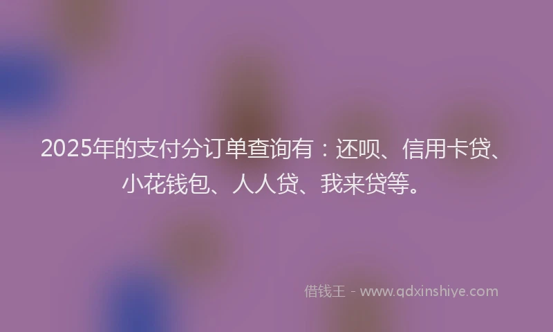 2025年的支付分订单查询有：还呗、信用卡贷、小花钱包、人人贷、我来贷等。