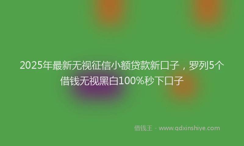 2025年最新无视征信小额贷款新口子，罗列5个借钱无视黑白100%秒下口子