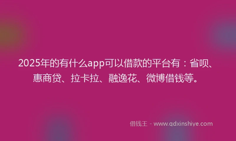 2025年的有什么app可以借款的平台有：省呗、惠商贷、拉卡拉、融逸花、微博借钱等。